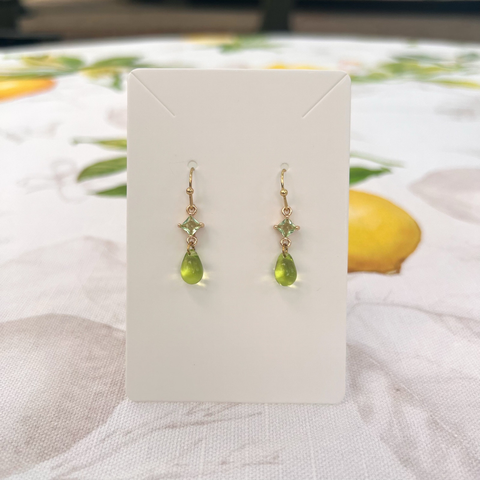 Peridot Czech Glass August Birthstone Forest Green Dainty Drop Casual Earrings 25$